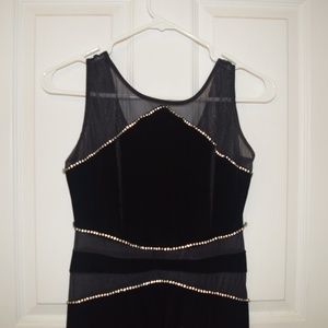 Black Jumpsuit Sheer Stripes W/ Velvet and Diamond